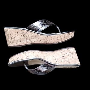 Circus by Sam Edelman platform flips with Snakeskin look straps.